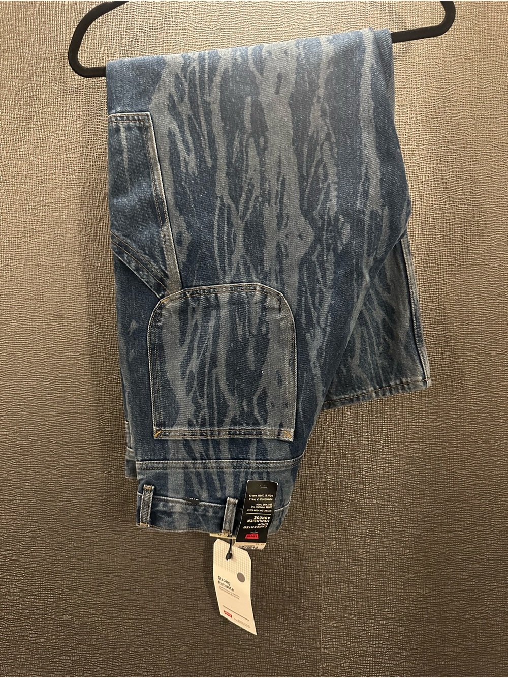 Blue Patterned Denim Jeans